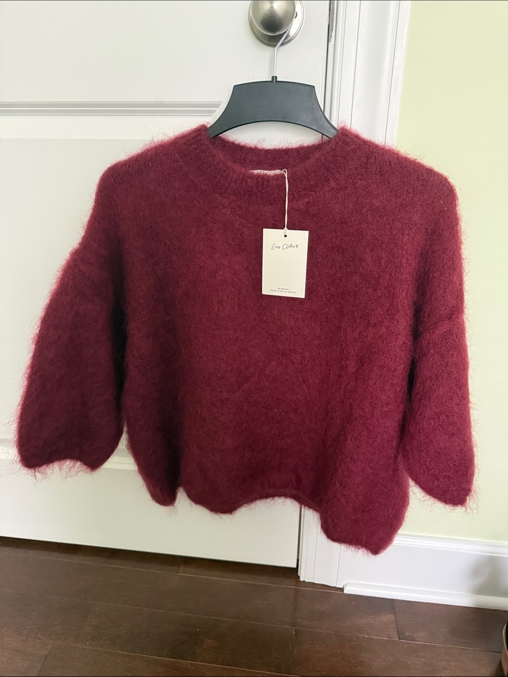 Cozy Burgundy Mohair-Blend Crewneck Sweater